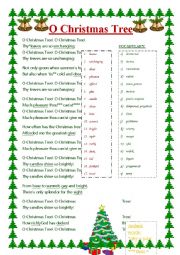 English Worksheet: O Christmas Tree (O Tannenbaum) SONG