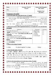 English Worksheet: semester 1 test n2 7th form