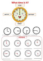 English Worksheet: telling the time, what time is it?