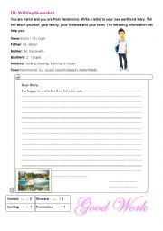 English Worksheet: Mid-semester 1 test n2 7th form- writing part