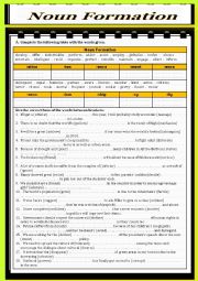 English Worksheet: Noun Formation