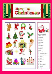 English Worksheet: Christmas - Matching vocabulary