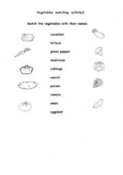 English Worksheet: vegetables matching1