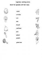 English Worksheet: vegetables matching2