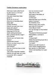 English Worksheet: Christmas cracker jokes