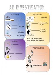 English Worksheet: Vocabulary investigation/ crime scene
