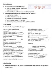English Worksheet: What are you waiting for? Song worksheet
