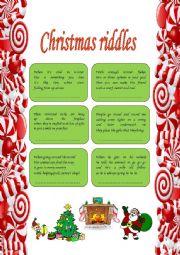 English Worksheet: Christmas riddles