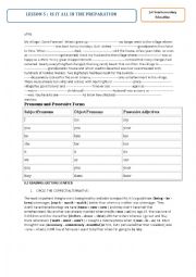 English Worksheet: LESSON 5 :  IS IT ALL IN THE PREPARATION