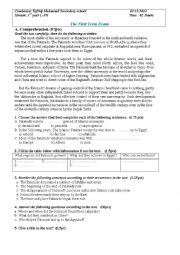 English Worksheet: exam about Fatimids