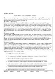 English Worksheet: Reading, Use of English, Vocabulary