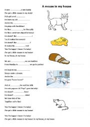 English Worksheet: Song A little mouse