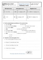 English Worksheet: The simple present tense