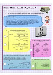 English Worksheet: Learning with songs -just the way you are