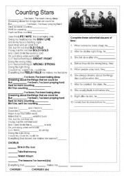 English Worksheet: SONG COUNTING STARS BY ONE REPUBLIC