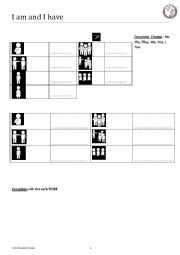 English Worksheet: Possesive pronouns and adjectives + present continuous