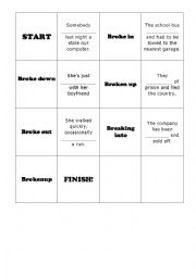 English Worksheet: Break Phrasal verbs dominoes