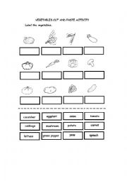English Worksheet: Vegetables cut and paste activity1