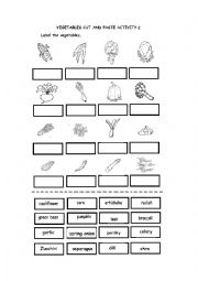 English Worksheet: Vegetables cut and paste activity2
