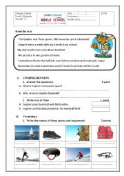 English Worksheet: reading and language worksheet concerning sports