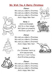 English Worksheet: We Wish You a Merry Christmas Activity