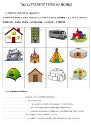 English Worksheet: The different types of homes