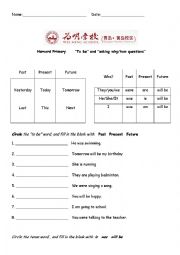 English Worksheet: To be and asking questions