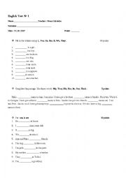 English Worksheet: Personal, Possessive Pronouns, To Be 