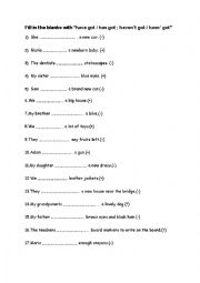 English Worksheet: have got / has got