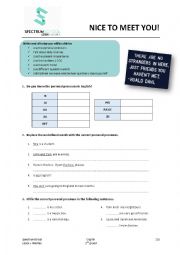 English Worksheet: Nice to meet you