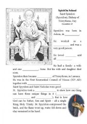 English Worksheet: Saint Spyridon Reading and Gap Fill 