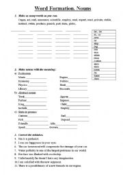 English Worksheet: test on word formation - NOUNS 2