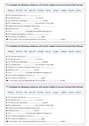 English Worksheet: ENVIRONMENT VOCABULARY