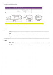 English Worksheet: describing car dimensions1