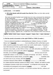 English Worksheet: test n 2 second formers 