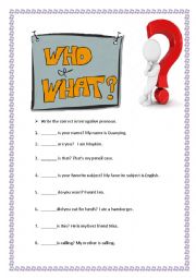English Worksheet: Interrogative pronoun 222