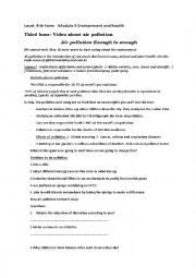worksheet about pollution 