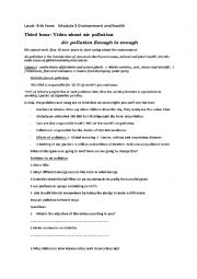 English Worksheet: worksheet about pollution 