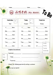 To Be -- Tense worksheet