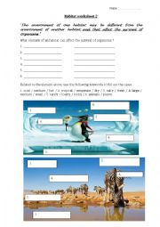 English Worksheet: Environment of an habitat