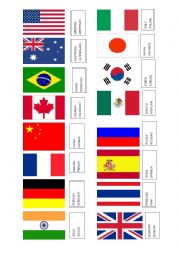 English Worksheet: COUNTRIES FLAGS