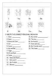 English Worksheet: personal pronouns