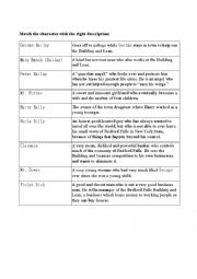 English Worksheet: Its a wonderful life - Character matching