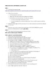 English Worksheet: SOCIAL NETWORKS LESSON PLAN