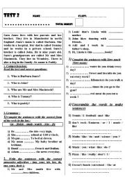 English Worksheet: comprehension language test 