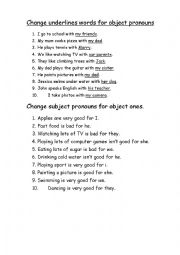 English Worksheet: object pronouns