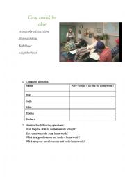 English Worksheet: Can  could be able to (task for video extract)