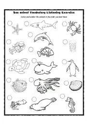 English Worksheet: Sea Animal Talking Flashcards Listening Activity