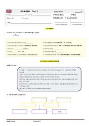English Worksheet: Test2 - 5th grade