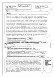 English Worksheet: 8th form full semester 1 tunisian pupils